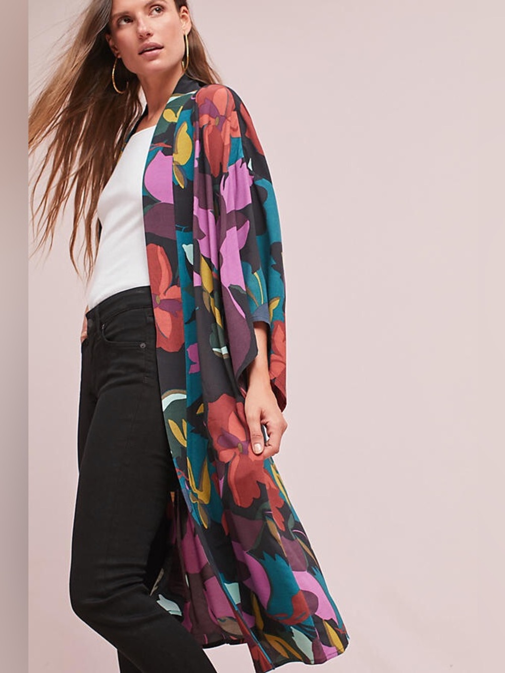 Anthropologie Maeve Kira Floral Long Kimono